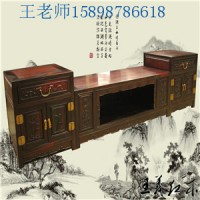 王义红木手工雕刻制作的大红酸枝电视柜价格