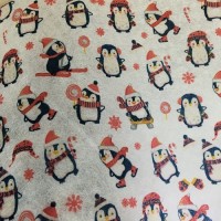 圣诞小企鹅雪花款 超cute卡通图案  印花无纺布（可订制）